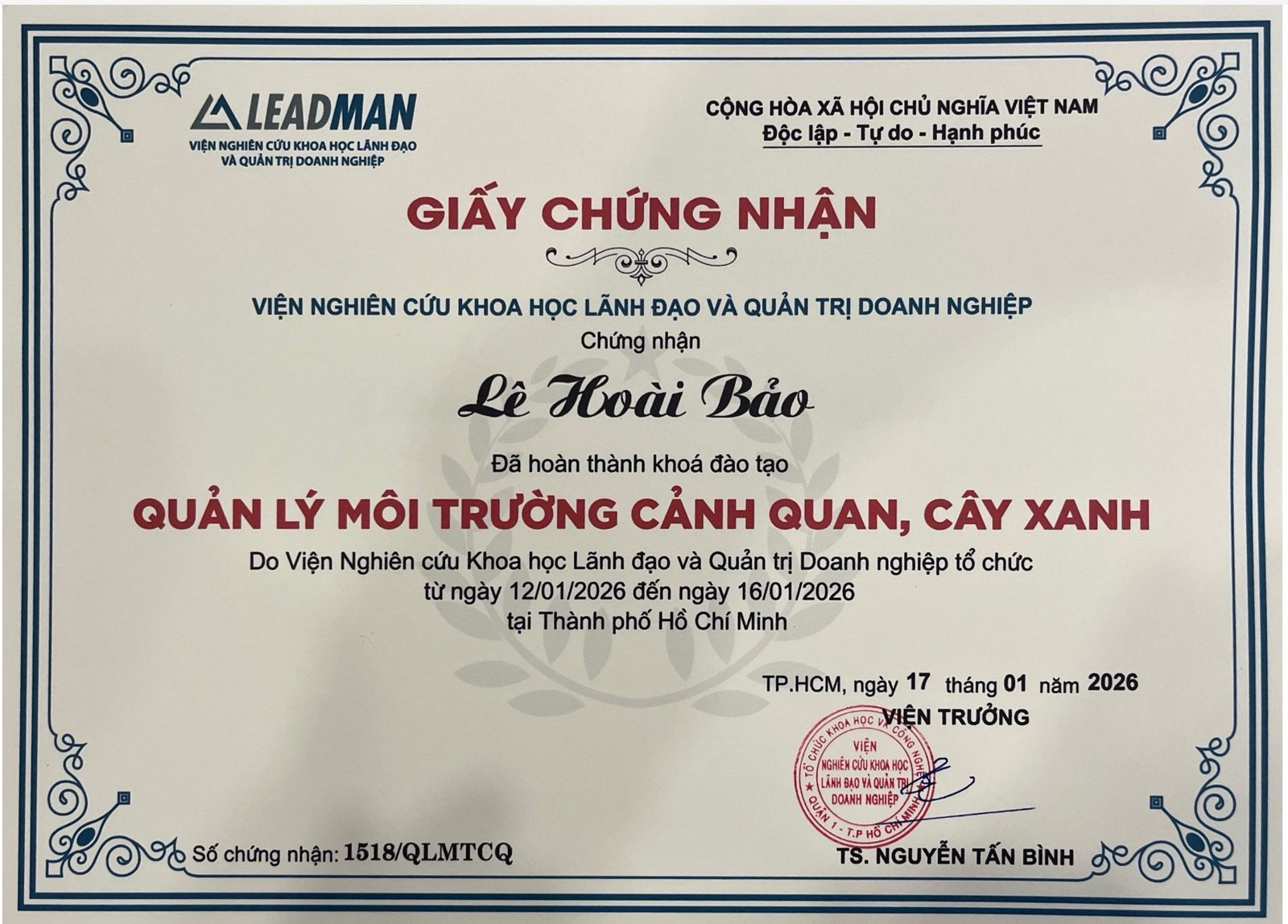 Chứng chỉ Lê Hoài Bảo