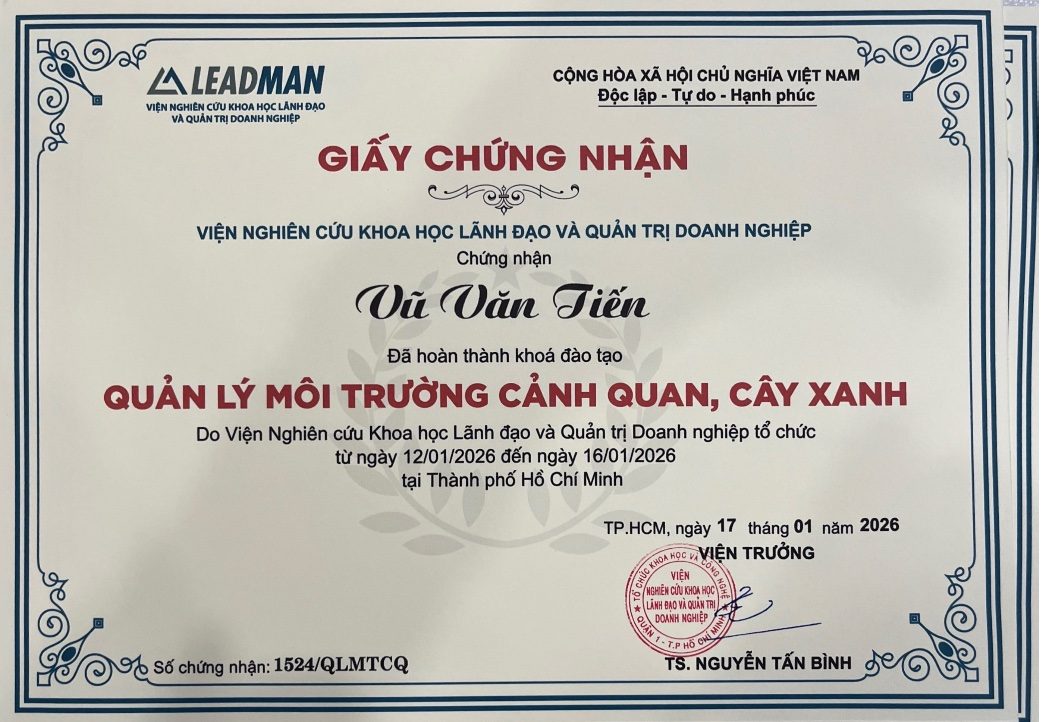 Chứng chỉ Vũ Văn Tiến